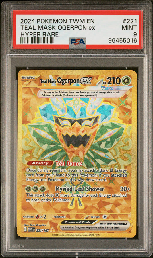 2024 Pkmn Twilight Masquerade #221 Teal Mask Ogerpon Ex Hyper Rare PSA 9