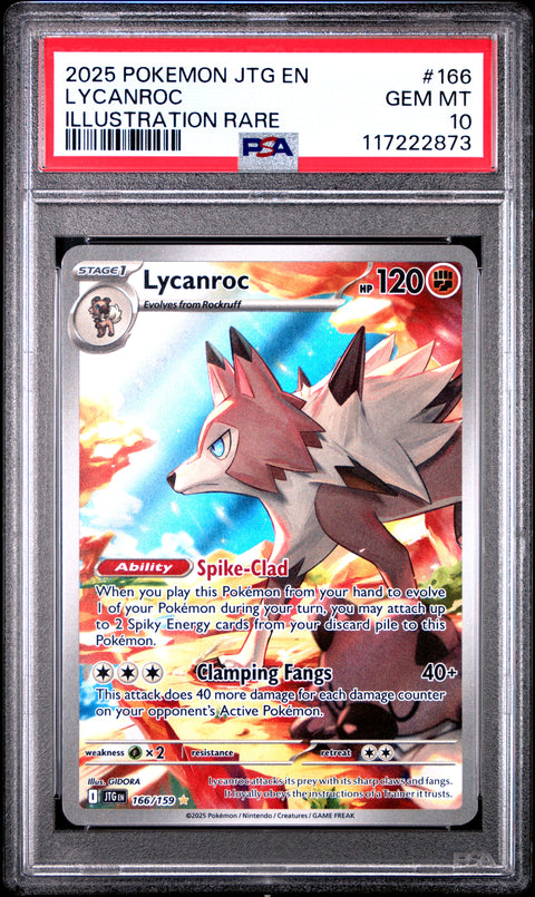 2025 Pokemon Jtg En-Journey Together #166 Lycanroc Illustration Rare PSA 10