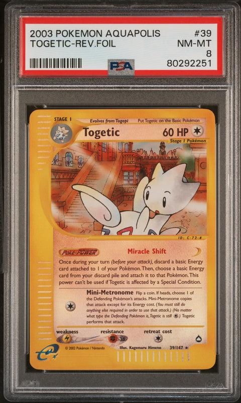 2003 Pokemon Aquapolis #39 Togetic-Rev.Foil PSA 8