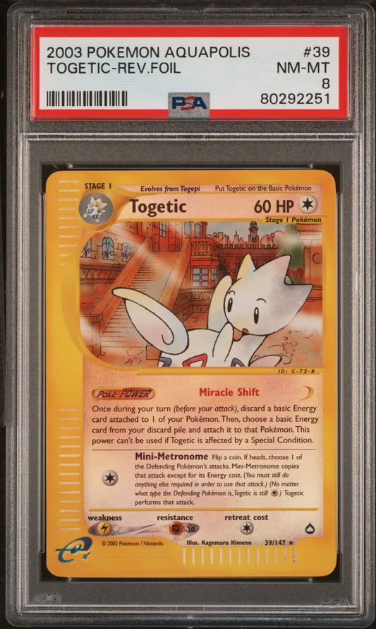 2003 Pokemon Aquapolis #39 Togetic-Rev.Foil PSA 8
