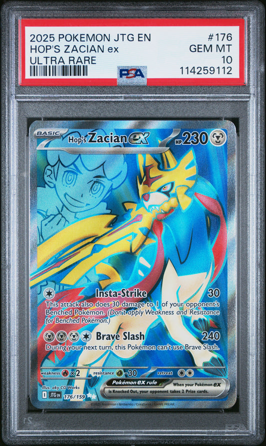 2025 Pokemon Jtg En-Journey Together #176 Hop'S Zacian Ex Ultra Rare PSA 10