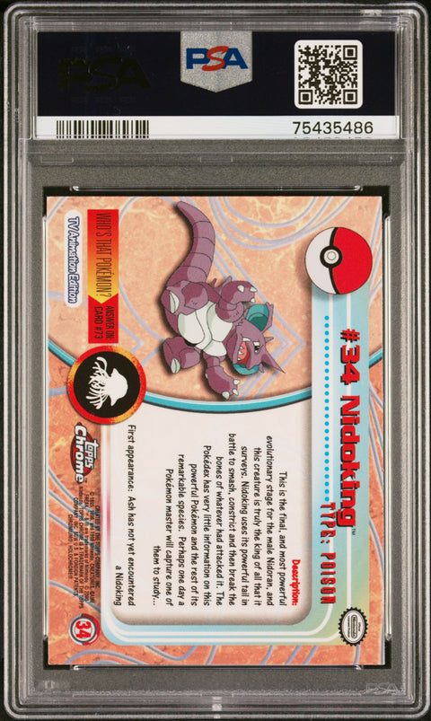 2000 Topps Chrome Pokemon T.V. #34 Nidoking Pokemon T.V. PSA 8