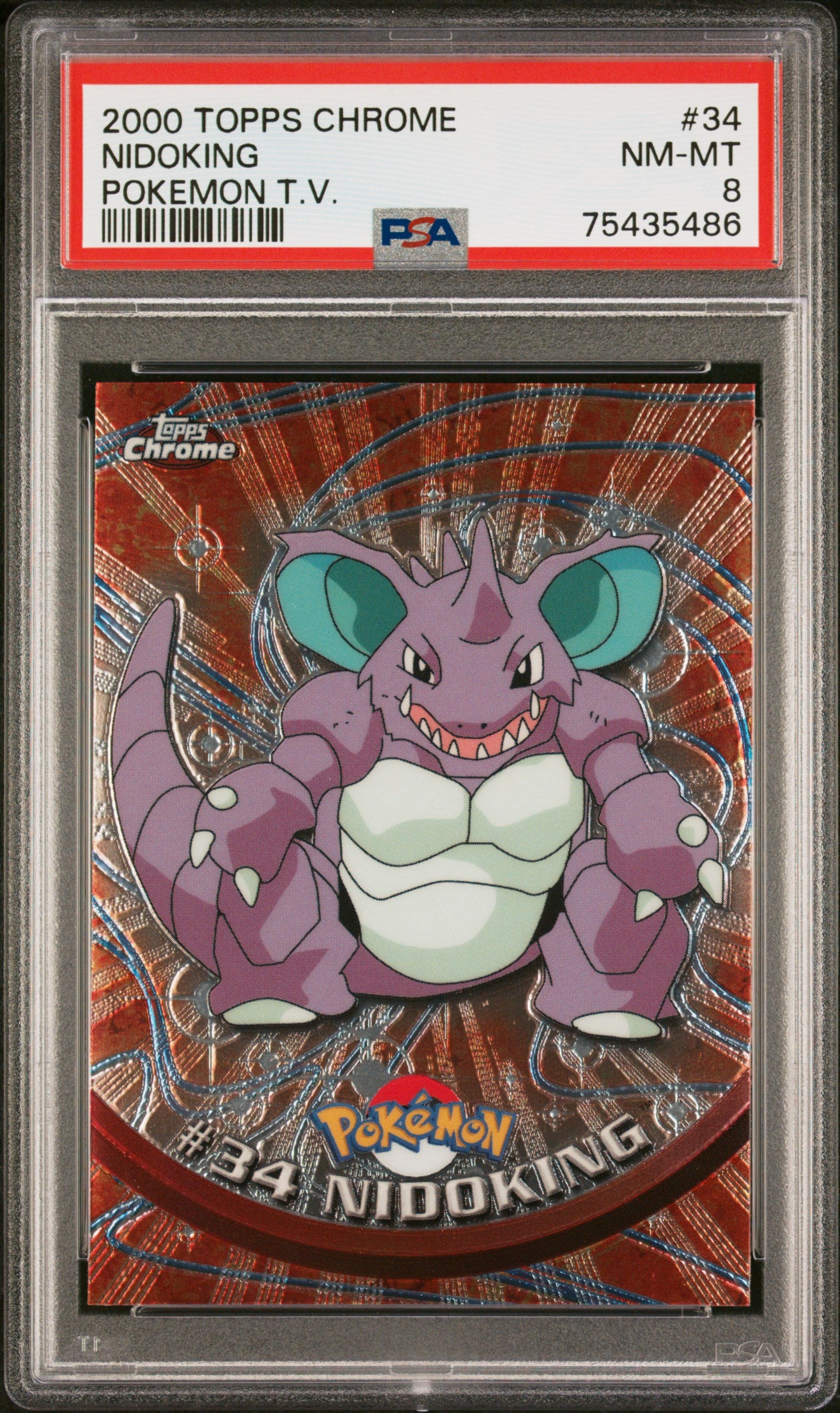 2000 Topps Chrome Pokemon T.V. #34 Nidoking Pokemon T.V. PSA 8