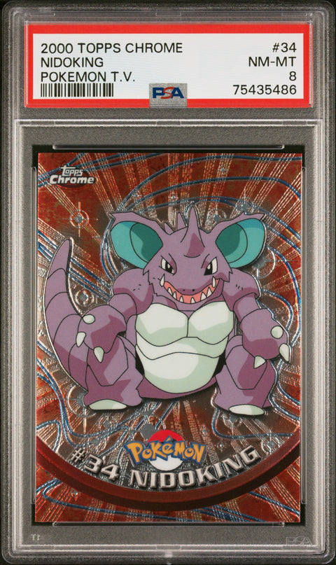 2000 Topps Chrome Pokemon T.V. #34 Nidoking Pokemon T.V. PSA 8