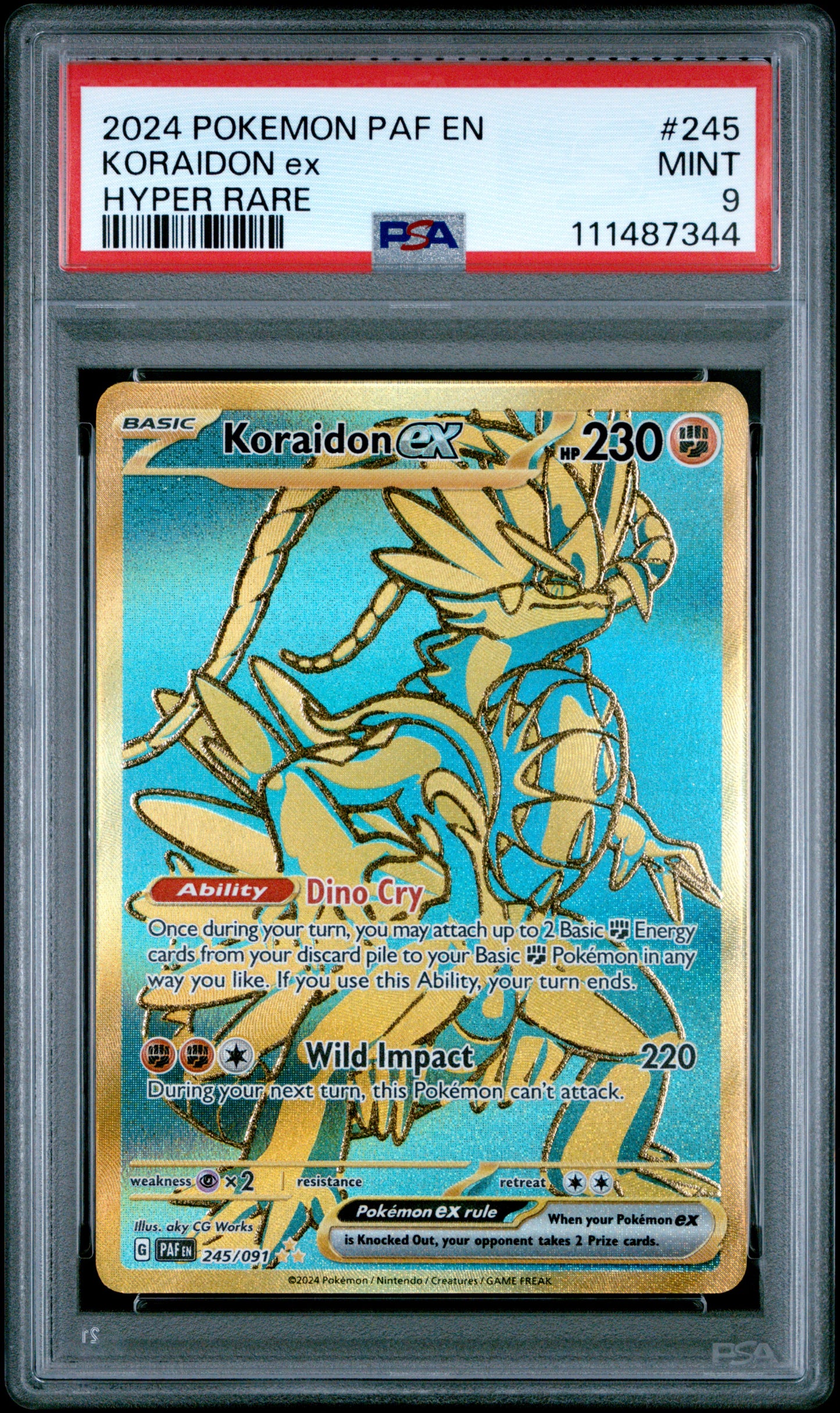 2024 Pokemon Paf En-Paldean Fates #245 Koraidon Ex Hyper Rare PSA 9