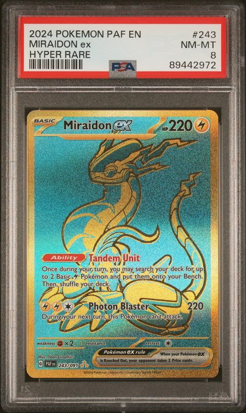2024 Pokemon Paf En-Paldean Fates #243 Miraidon Ex Hyper Rare PSA 8