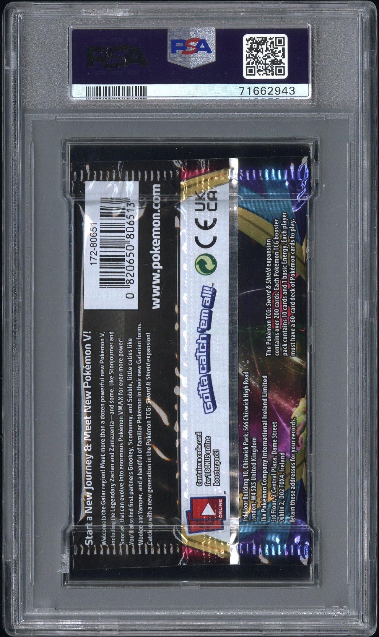 2020 Pokemon Int'L Sword & Shield Foil Pack PSA 8