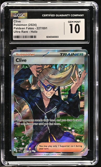 2024 Paldean Fates #227/091 Clive CGC 10