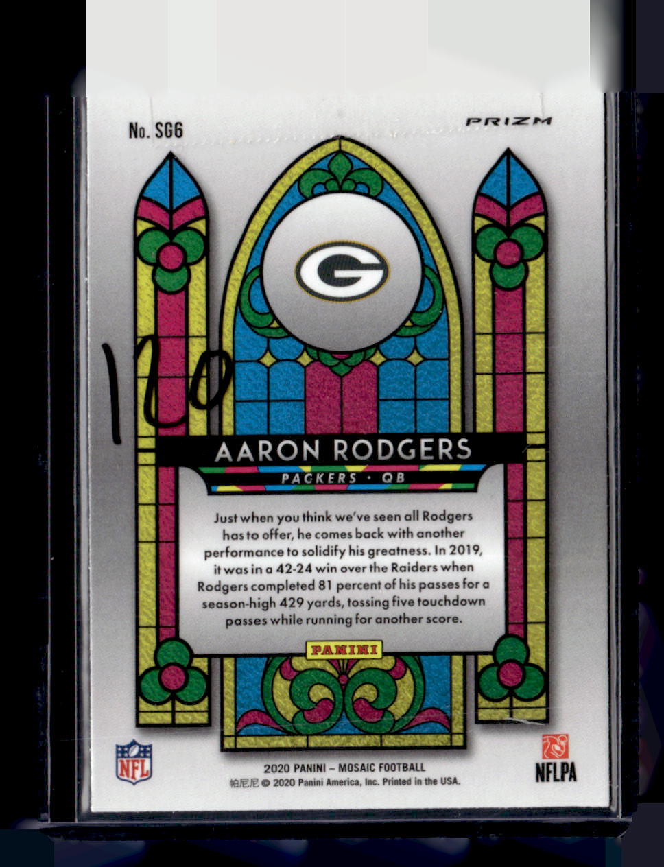 2020 Panini Mosaic #SG6 Aaron Rodgers Stained Glass