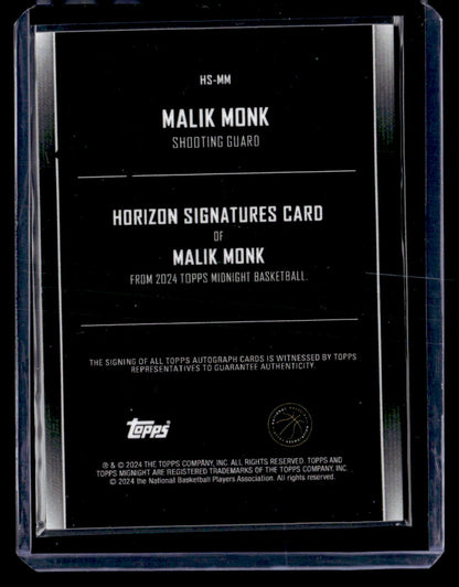 2023-24 Topps Midnight #HS-MM Malik Monk Horizon Signatures Moonrise #/25