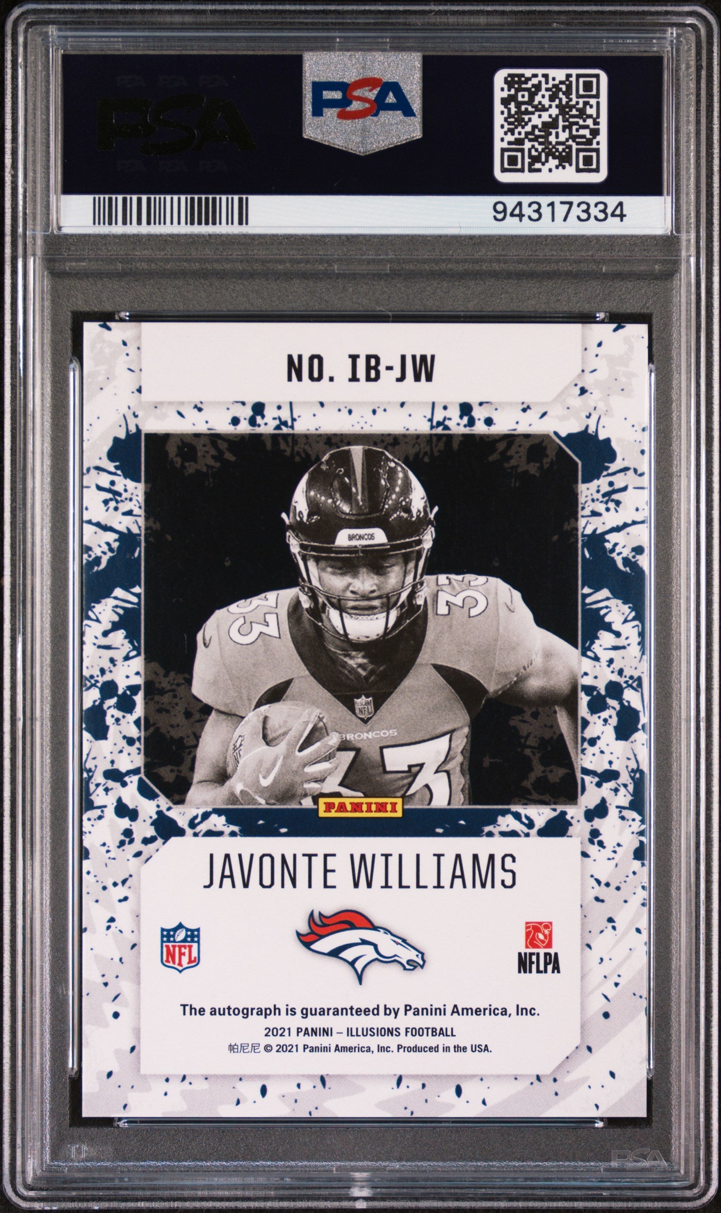 2021 Panini Illusions #IB-JW Javonte Williams Ink Blots PSA 10 94317334