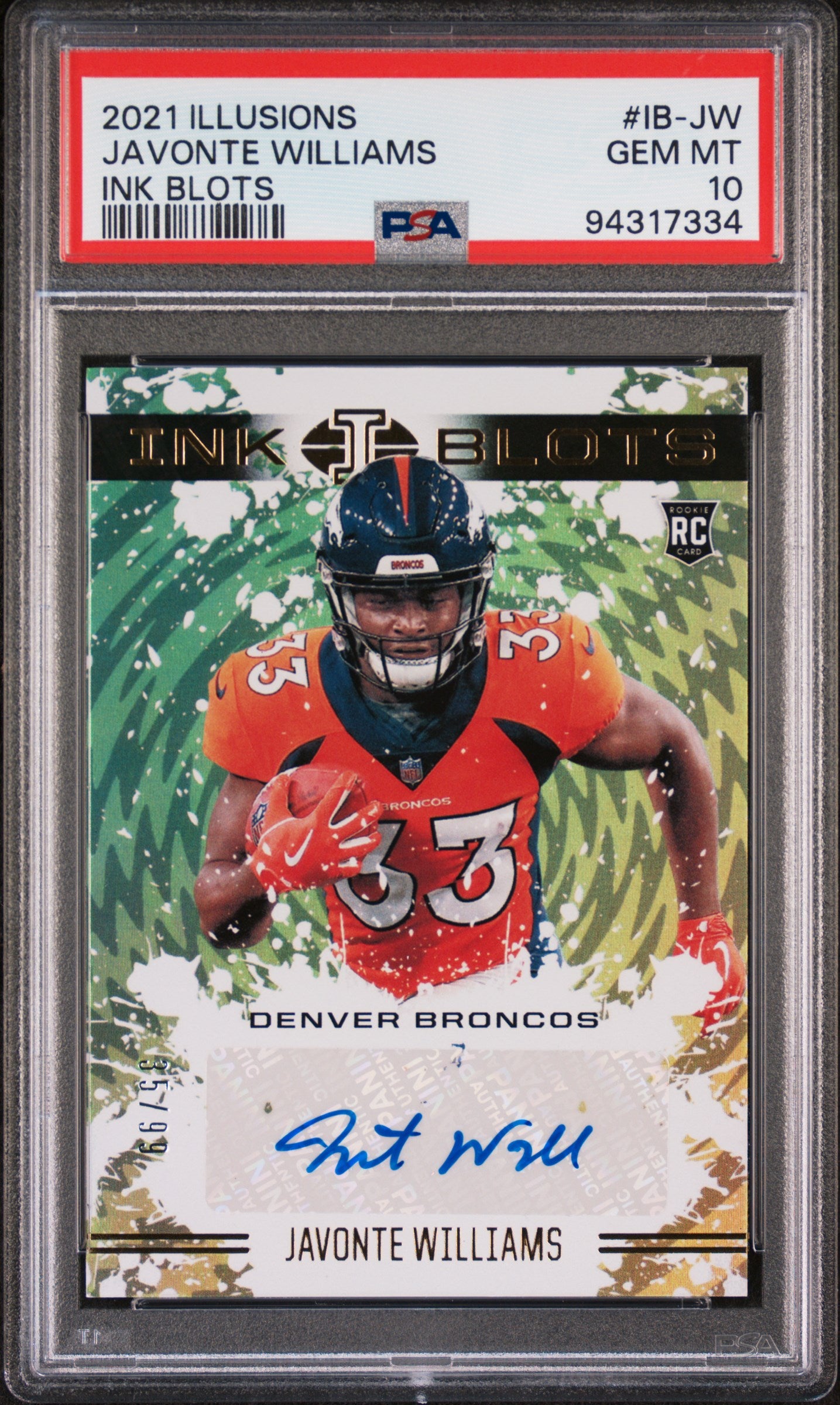 2021 Panini Illusions #IB-JW Javonte Williams Ink Blots PSA 10 94317334