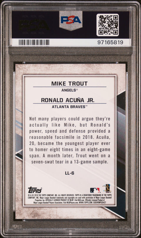 2019 Topps Fire Lasting Legacies #LL6 M.Trout/R.Acuna Jr. Blue Chip PSA 9