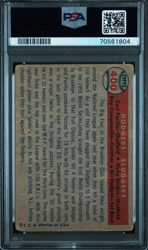 1957 Topps #400 Dodgers' Sluggers Furillo/Hodgs/Camp/Snider PSA 1.5 70561804