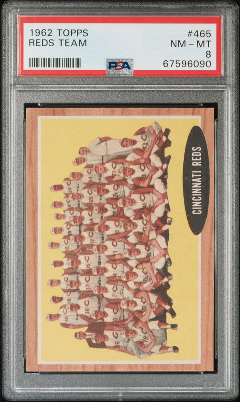 1962 Topps #465 Reds Team PSA 8 67596090