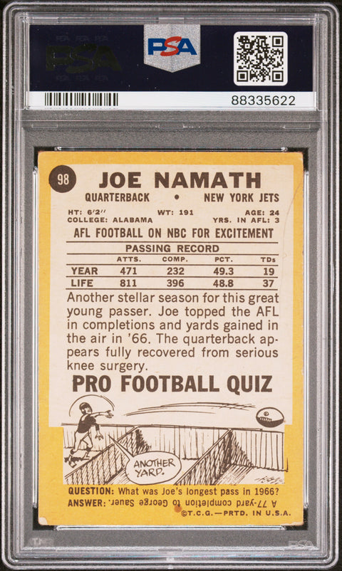 1967 Topps #98 Joe Namath PSA 1 88335622
