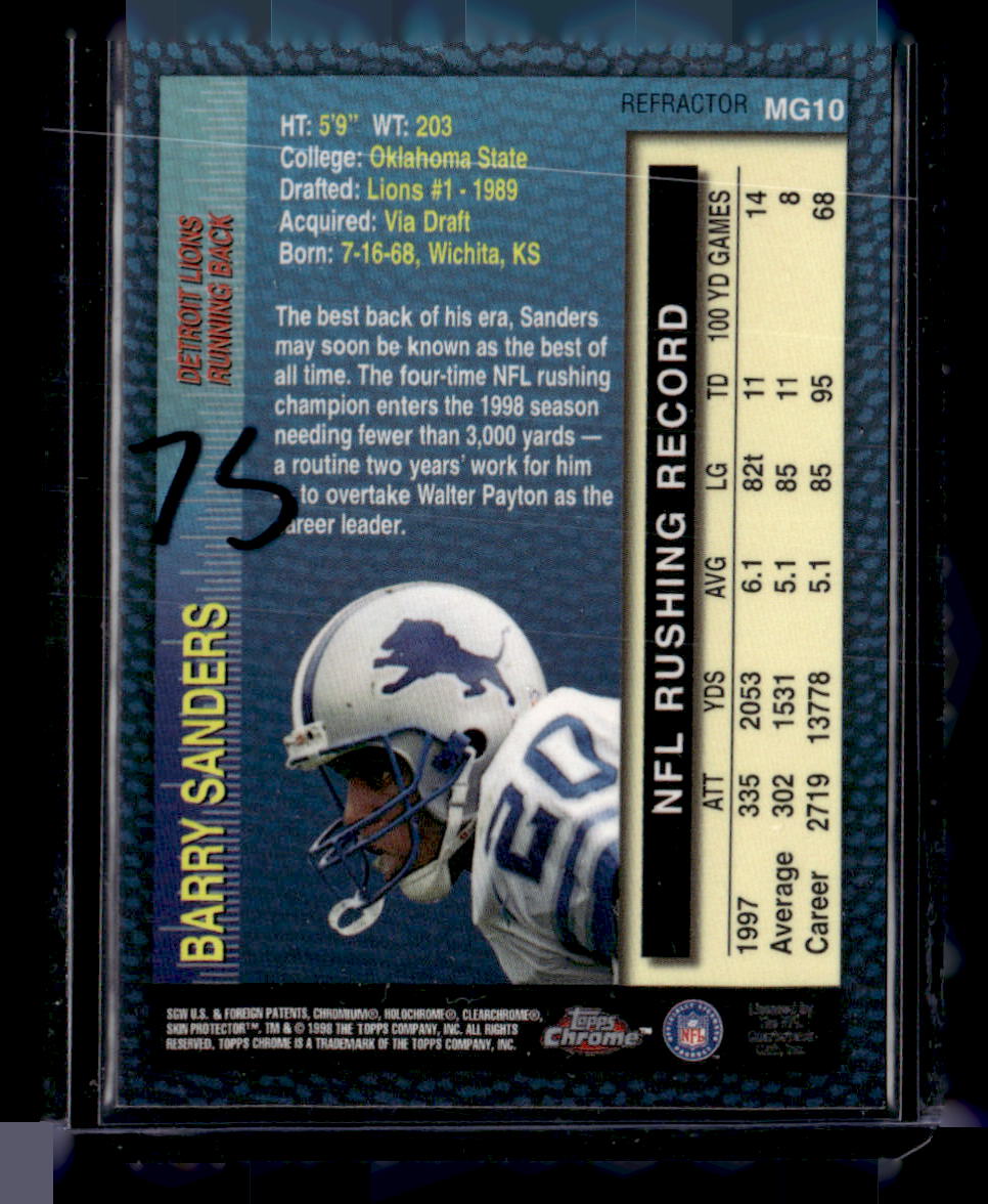 1998 Topps Chrome #MG10 Barry Sanders Measures of Greatness Refractors