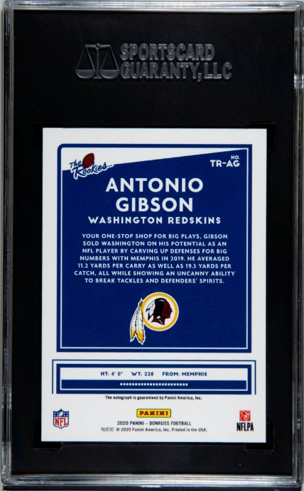 2020 Donruss #TR-AG Antonio Gibson The Rookies Auto. SGC 10 1023117