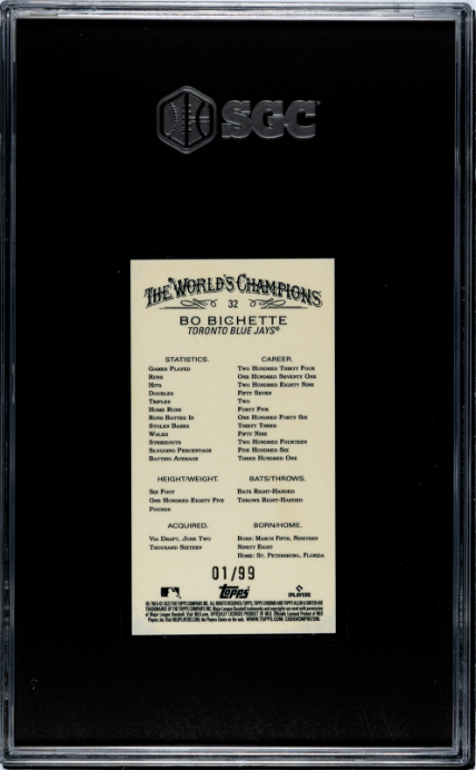 2022 Topps A & G Chrome #32 Bo Bichette Mini Green Refractor SGC 9.5 9324442