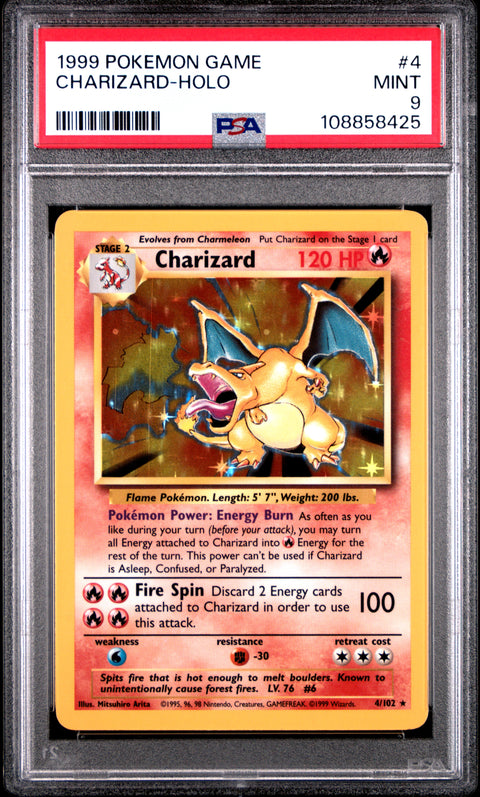 1999 Pokemon Game Charizard-Holo #4 PSA 9