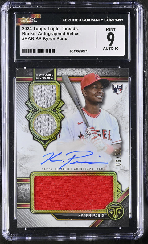 2024 Triple Threads #RAR-KP Kyren Paris Rookie Autographed Relics CGC 9