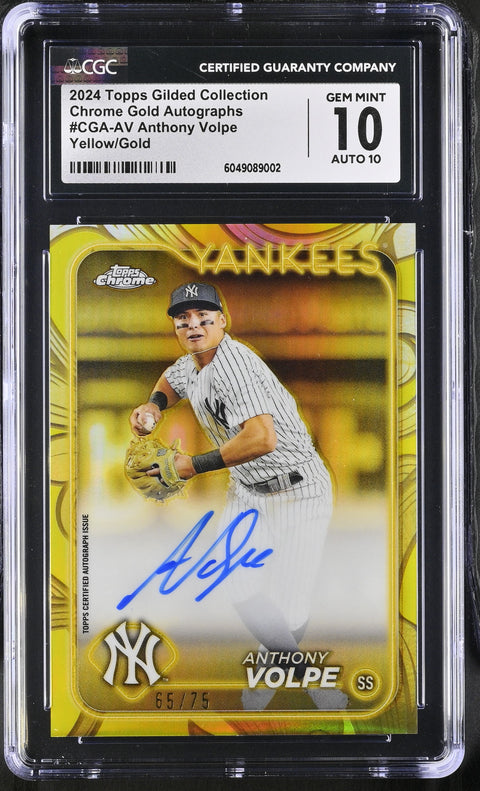 2024 Gilded Collection #CGA-AV Anthony Volpe Chrome Gold Autographs CGC 10