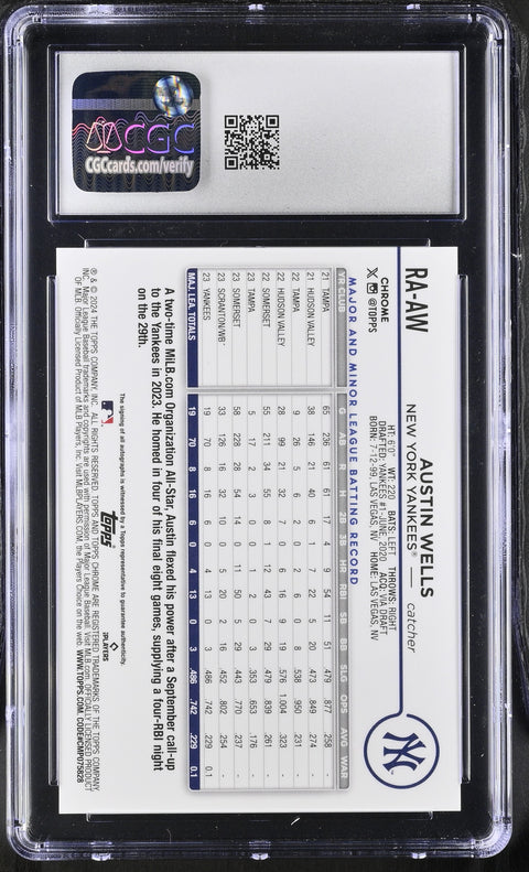 2024 Chrome #RA-AW Austin Wells Rookie Autographs CGC 10 6049089011