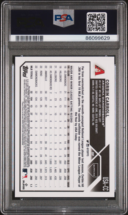 2023 Topps Chrome Update Sapphire Edition Autograph #CC Corbin Carroll PSA 9