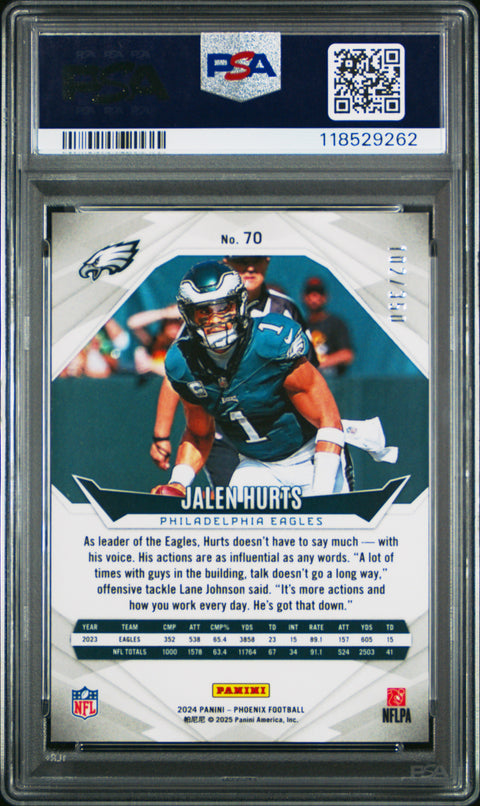 2024 Panini Phoenix #70 Jalen Hurts Fireburst PSA 10 118529262