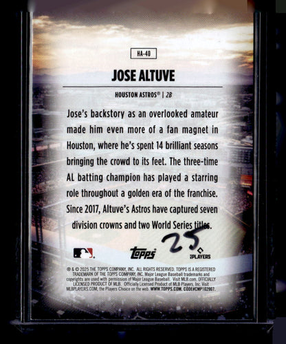 2025 Topps #HA-40 Jose Altuve Home Field Advantage
