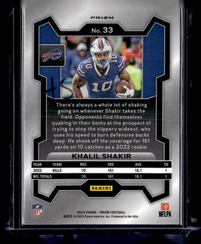 2023 Panini Prizm #33 Khalil Shakir Black and Red Checker