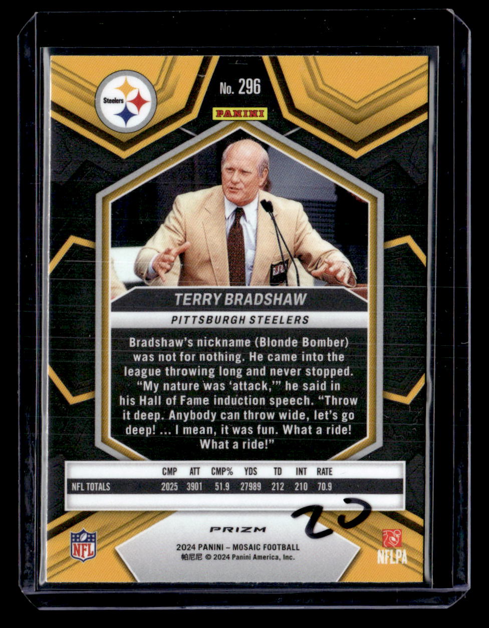 2024 Panini Mosaic #296 Terry Bradshaw Mosaic Genesis