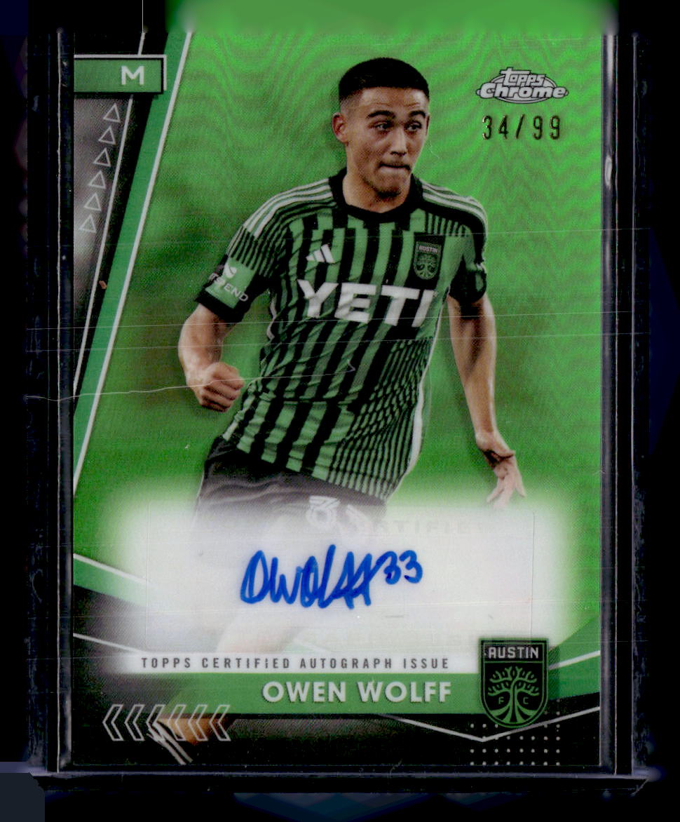 2024 Topps Chrome MLS #CA-OW Owen Wolff Chrome Auto Green Refractor #/99