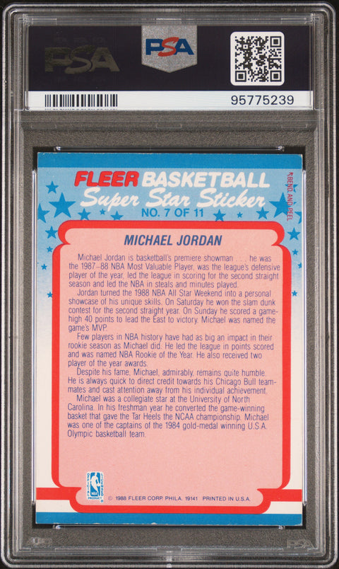 1988 Fleer Sticker #7 Michael Jordan PSA 6 95775239