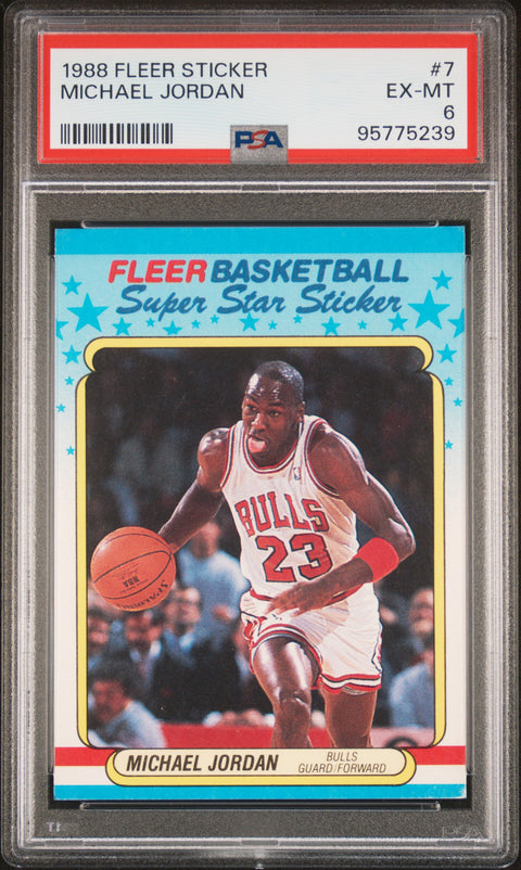 1988 Fleer Sticker #7 Michael Jordan PSA 6 95775239
