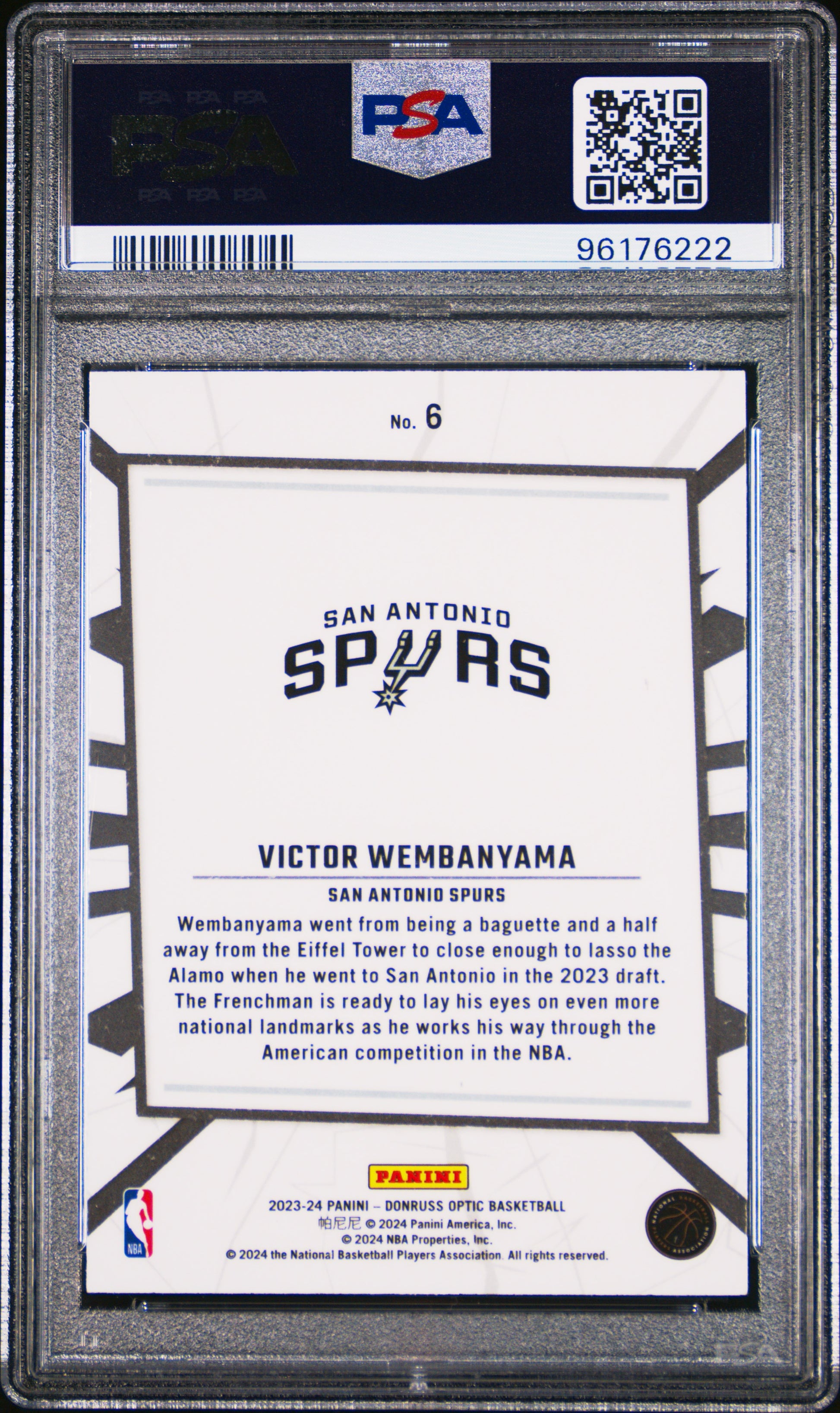 2023 Panini Donruss Optic My House #6 Victor Wembanyama PSA 9 96176222