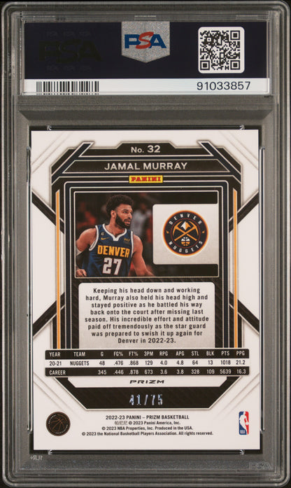 2022 Panini Prizm #32 Jamal Murray Purple Fast Break PSA 10 91033857