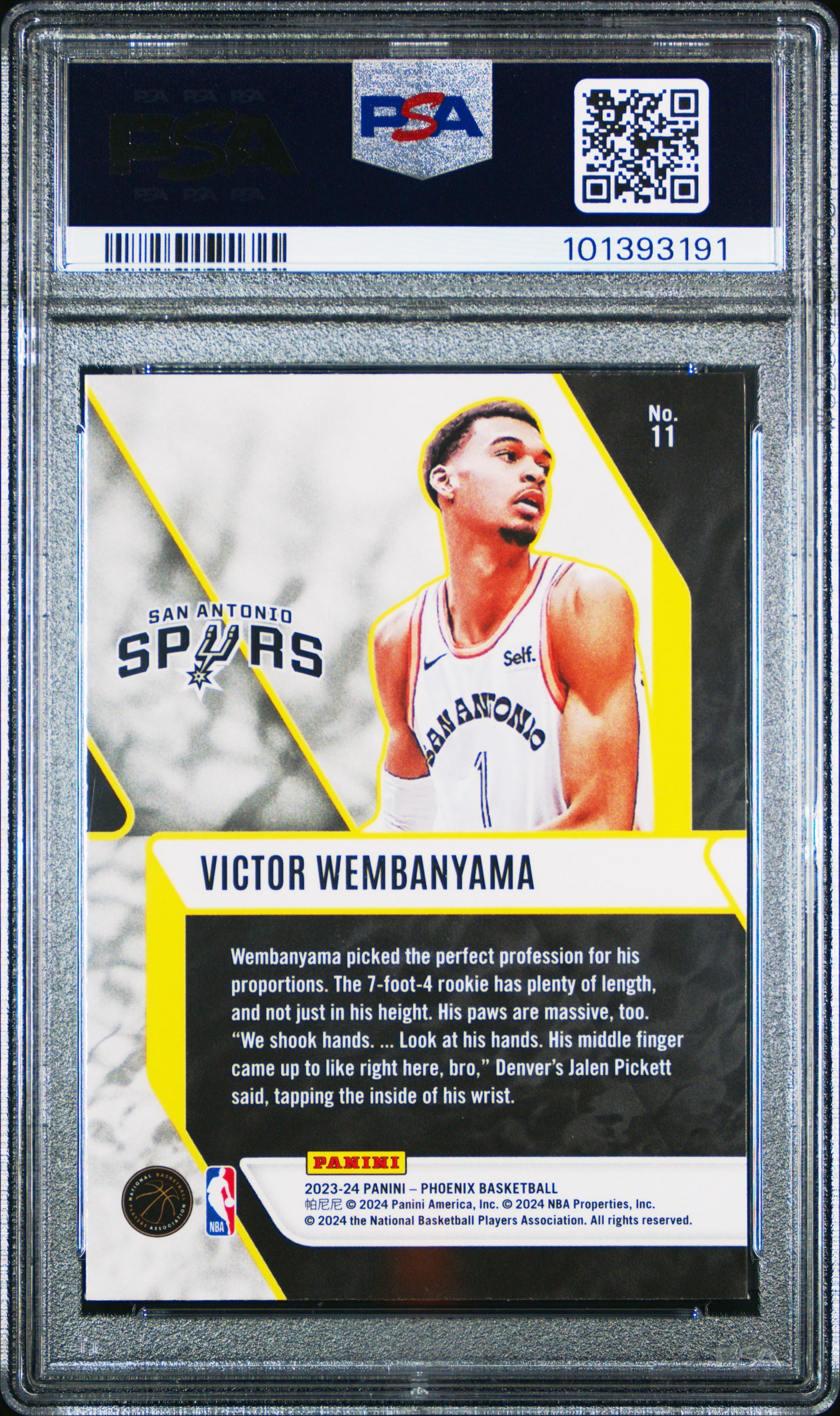 2023 Panini Phoenix Fade To Black #11 Victor Wembanyama Teal Lazer PSA 9
