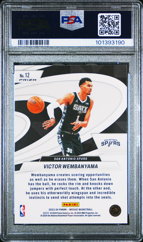2023 Panini Mosaic Give And Go #12 Victor Wembanyama Give And Go-Green PSA 10