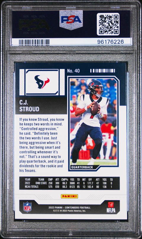 2023 Panini Contenders #40 Cj Stroud Red Game Ticket PSA 9 96176226