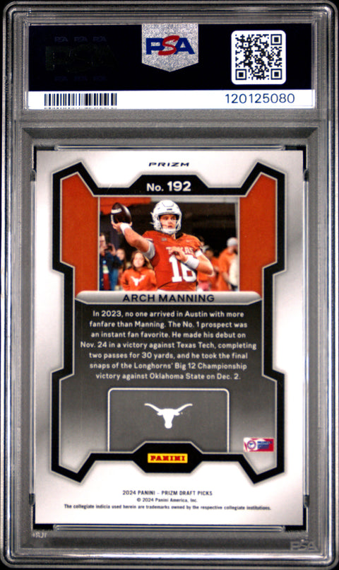 2024 Panini Prizm Draft Picks #192 Arch Manning Red Ice PSA 8 120125080