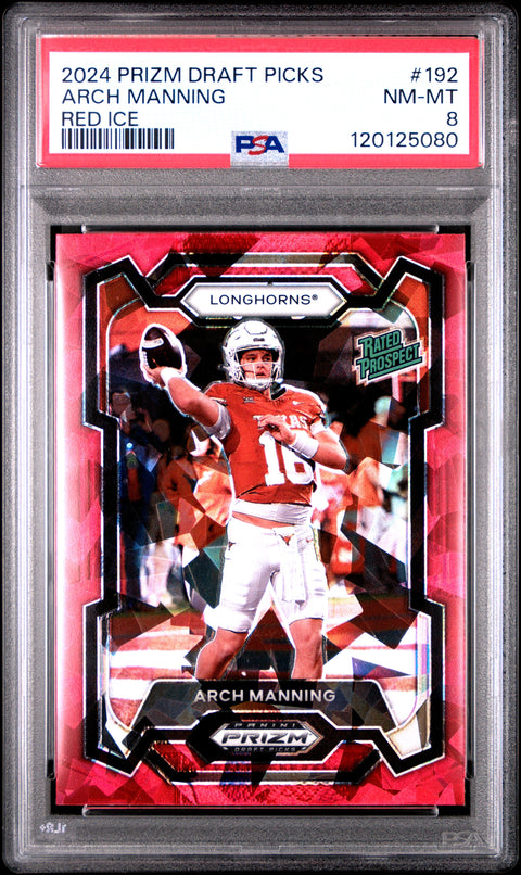 2024 Panini Prizm Draft Picks #192 Arch Manning Red Ice PSA 8 120125080