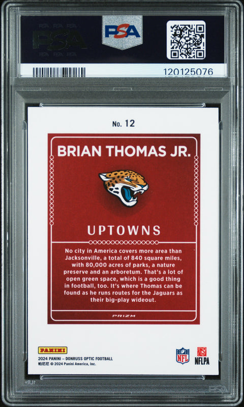 2024 Panini Donruss Optic Uptowns #12 Brian Thomas Jr. PSA 10 120125076