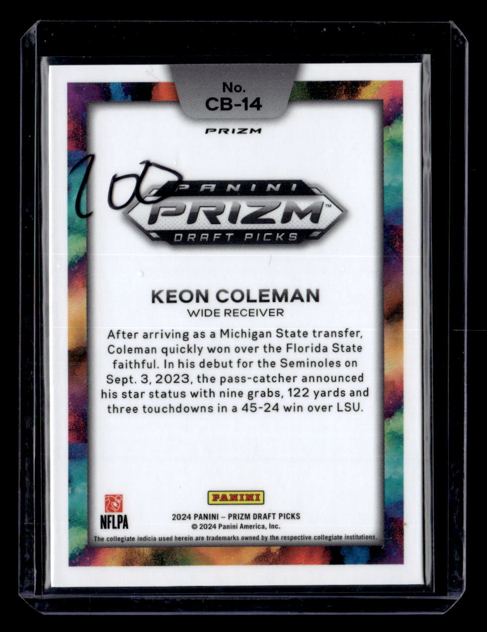 2024 Panini Prizm Draft Picks #CB-14 Keon Coleman Colorblast Black