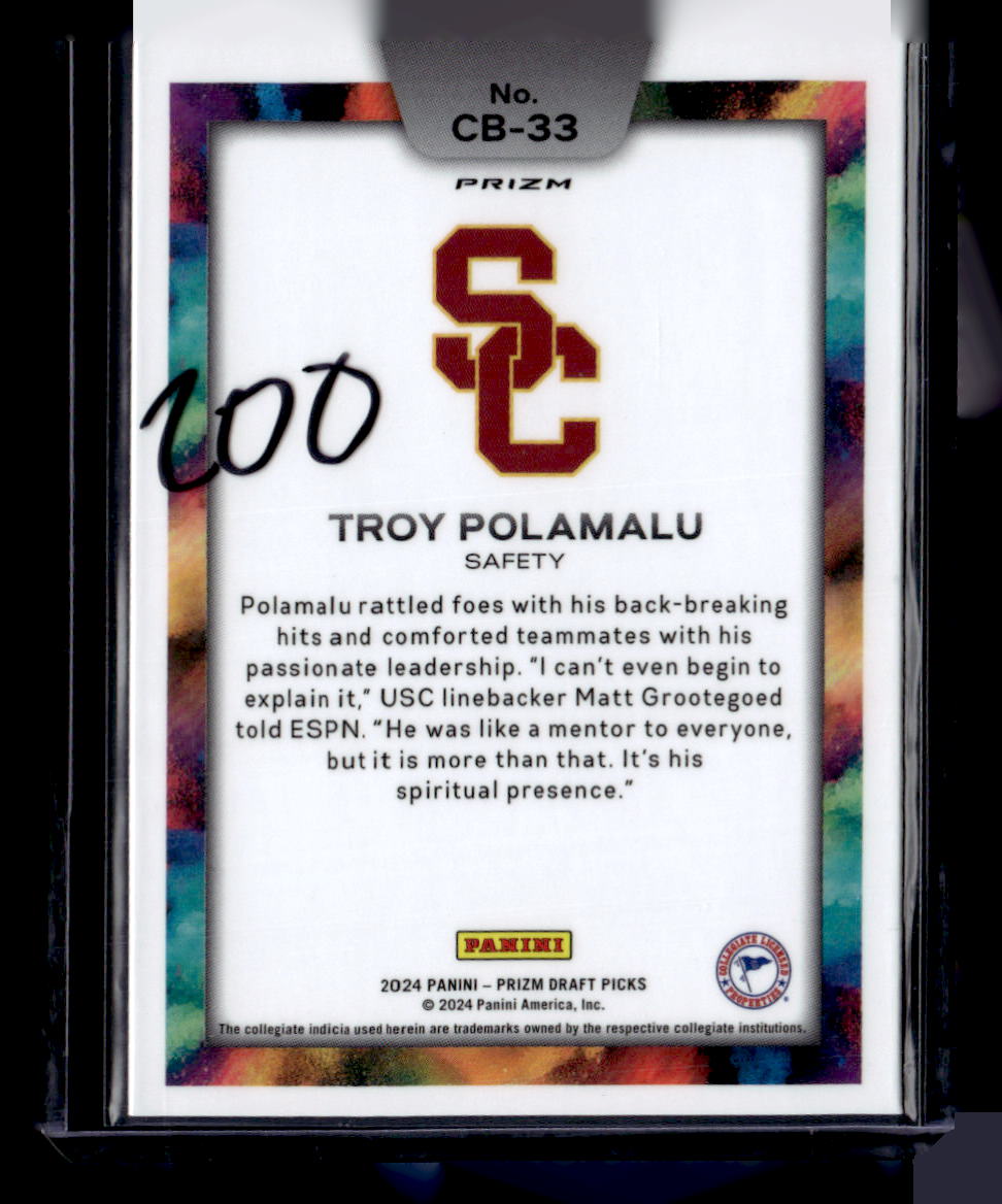 2024 Panini Prizm Draft Picks #CB-33 Troy Polamalu Colorblast Black