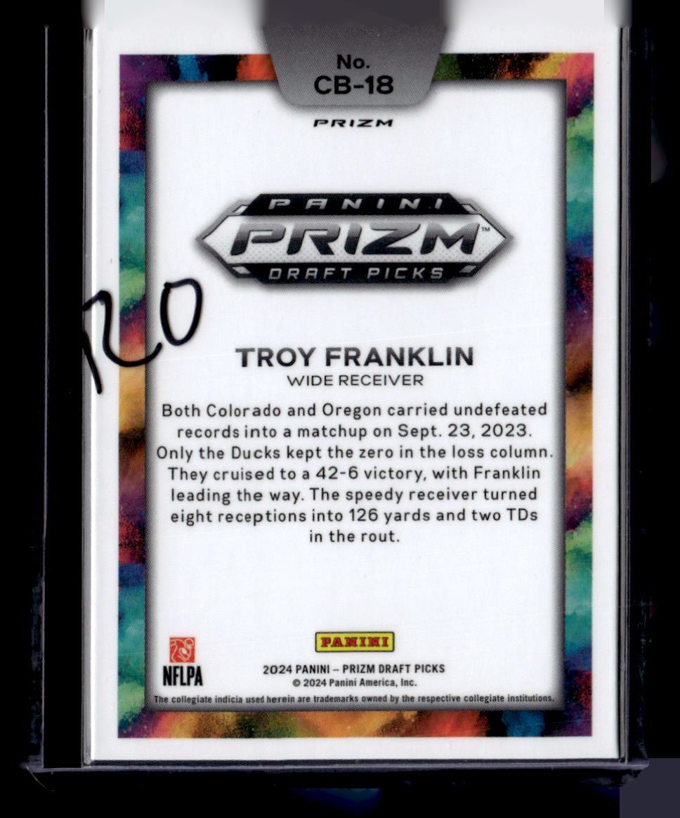 2024 Panini Prizm Draft Picks #CB-18 Troy Franklin Colorblast Black