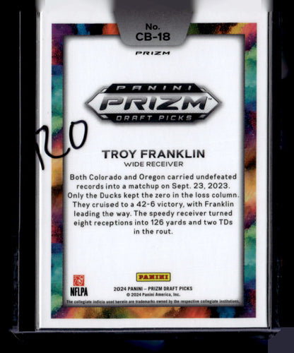 2024 Panini Prizm Draft Picks #CB-18 Troy Franklin Colorblast Black