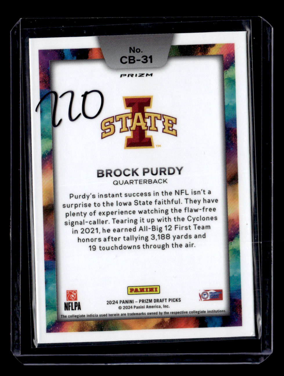 2024 Panini Prizm Draft Picks #CB-31 Brock Purdy Colorblast Black
