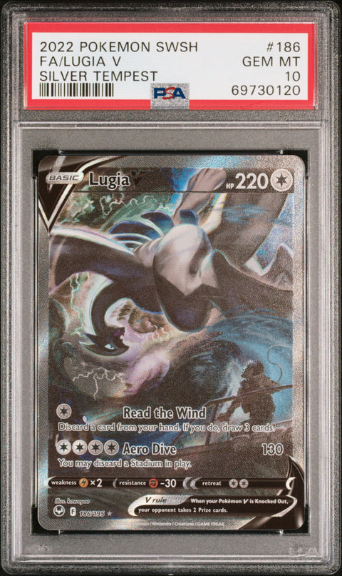 2022 Pokemon Sword & Shield Silver Tempest Fa/Lugia V #186 PSA 10