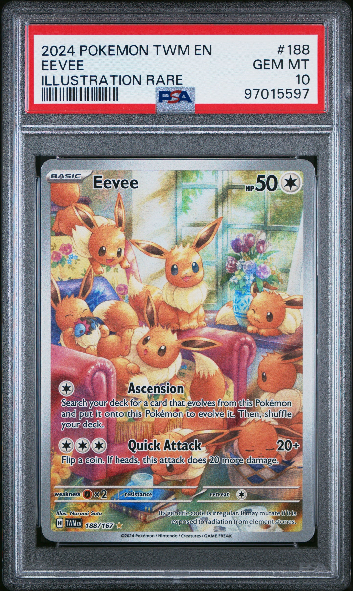 2024 Pokemon Twm En-Twilight Masquerade Eevee #188 PSA 10